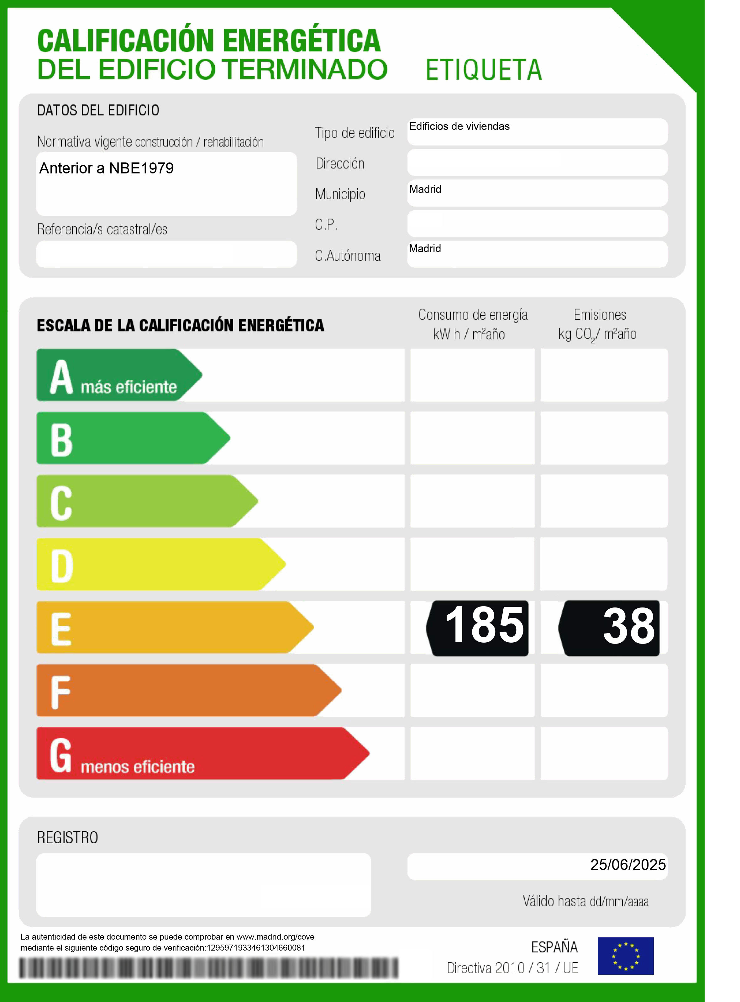 Etiqueta certificación energética, certificado energético, ahorro energetico, rehabilitación energética